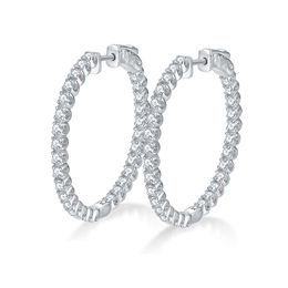 Charming Fashion 925 Sterling Silver Studs Bling Moissanite Diamond Hoops Earrings Jewellery for Girls Women Nice Gift