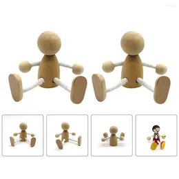 Decorative Figurines Wooden Peg Figures People Unfinished Wood Diy Blank Unpainted Bodies Mini Craft Puppet Model Graffiti Toys Kids