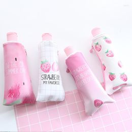 Korean Strawberry Pencil Bag Large Capacity Multi-function Stationery Cute Toothpaste Modeling Girl