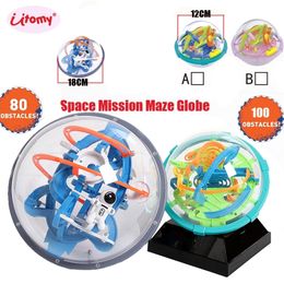 Blocks Magic Intellect Ball 3D Space Maze globe IQ Balance toy Educational classic toys with 80 100 Obstacles 230209