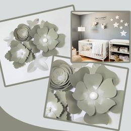 Decorative Flowers Handmade Silver Rose DIY Paper Leaves Set For Party Backdrops Nursery Wall Deco Boys Room Shower Video Tutorials