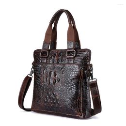 Briefcases Genuine Leahter Men Bag Briefcase Crocodile Cowhide Leather Male Handbags Totes Crossbody Shoulder Messenger Bolsa Hombre