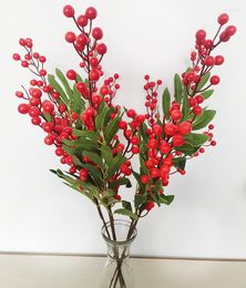 Decorative Flowers 3Psc/lot Red Artificial Foam Berries Fake Christmas Decoration Wedding Flower Wall Plant Berry Home Display