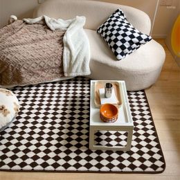Carpets Ins Black Lattice Nordic Soft Fluffy Wool Carpet Home Decoration Floor Living Room Large Hall Outdoor Bedroom Rugs