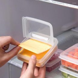 Plates 1PCS Butter Cheese Storage Box Portable Refrigerator Fruit Vegetable Fresh-keeping Organizer Transparent Container