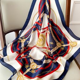 European and American Spring and Autumn Chain Small Silk Scarf Women's Artificial Silk Decorative Scarf Summer