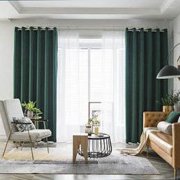 Curtain Nordic Simple Light Luxury Solid Colour Baby Velvet Blackout For Living Room Bedroom Dining El Green Thick