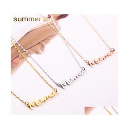 Pendant Necklaces Stainless Steel Intial Letter Mama Necklace For Women Gold Sier Rose Plating Alphabet Jewellery Drop Delivery Pendant Dhfgw