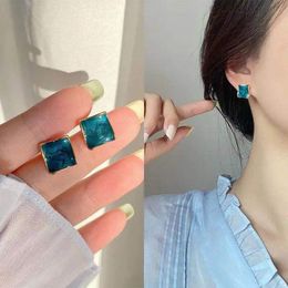 Stud Earrings Dripping Oil Square Exquisite Golden Mini Fashion Ladies Jewelry GiftsStud