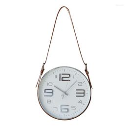 Wall Clocks Home Decor Modern Minimalist Leather Belt Hanging Watches Decoration Salon Living Room Background Bedroom Cafe