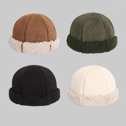 Berets Winter Plush Landlord Beanie Hat Hiking Cap Stylish Men Visor Street Trendsetter Hip Hop Without Brim