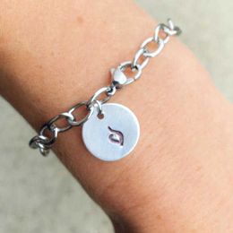 Link Chain Eating Disorder Awareness Recovery Symbol Handstamped Bracelet Stainless Steel Mental Health Bracelet Jewellery Women Girl YLQ0692 G230208