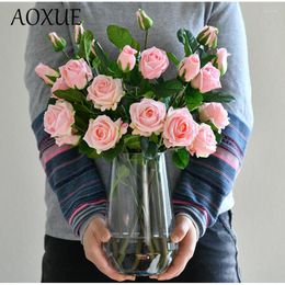 Decorative Flowers PU Moisturizing Feel Single Simulation Silk Rose Bouquet Home Furnishings Artificial Fake Flower Ornaments Wedding