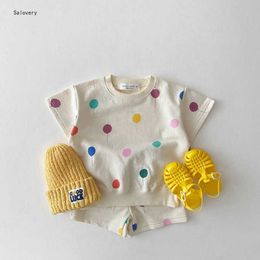 Clothing Sets New Summer Children's Clothes Ins Style Boys and Girls Cute Casual Cotton Suit Fashion Short Sleeve Tshirt Shorts Two Piece Set W230210