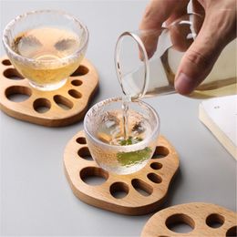 Table Mats Fuwatacchi Solid Wood Tea Coffee Cup Pads Lotus Root Placemats Coasters Durable Heat Resistant Drink Mat