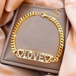 Women Bracelet Chain Iced Out Love Tiny Cubic Zircon 18k Yellow Gold Filled Classic Fashion Jewelry Gift