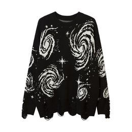 Men's Sweaters Hip Hop Sweater Men Space Galaxy Knitted Harajuku Streetwear O neck Autumn Oversize Pullover Casual Couple Male 230209