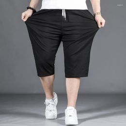 Men's Shorts Size Summer Plus Black Casual Men Baggy Straight Cotton Drawstring Knee Length Pants XL-8XL