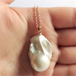 Chains 22x33mm Natural White Baroque Pearl Necklace 18 Inches Clasp Women Jewellery Gift Cultured Flawless