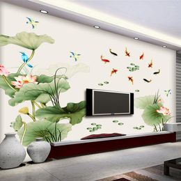 Wall Stickers Chinese Style Flowers Living Room TV Sofa Backdrop Decal Bedroom Decor Removable Large Home Wallpaper