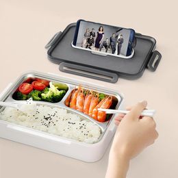 Dinnerware Sets Insulated Lunch Box Portable 3 Compartment Bento Leak-proof Case Divided Container Heat Resistant 2023ing