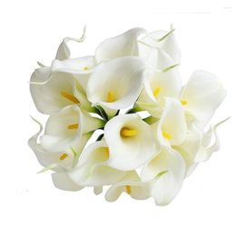 Decorative Flowers 20pcs Artificial Calla Lilies PU Fake Bouquet Real Touch Bridal Wedding For Home Decor