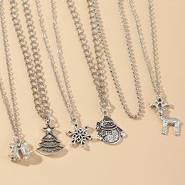 Pendant Necklaces Statement Vintage Christmas Necklace For Women Fairy Grunge Aesthetics Snowflake Bell Pendants Korean Fashion Festival