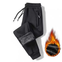 Men's Pants High Quality Men Fleece Trousers Sportwear Fitness Joggers Sweat Jogging Zipper Pocket Hip Hop Streetwear Winter Y2302