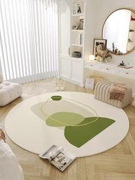 Carpets Round Green Geometric Carpet Living Room Bedroom Chair Non-Slip Floor Mat