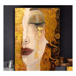 Paintings Classic Artist Gustav Klimt Tear Abstract 5D Diamond Painting Portrait Handmade Mosaic Wall Mural Poster Home Decoration 2 Dhmy5