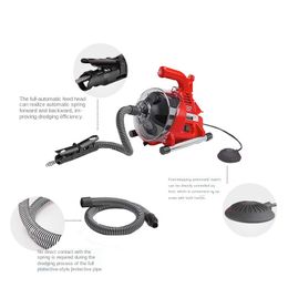 220V Autofeed Electric Sewer Pipe Dredger Machine Kitchen 19-38MM Pipe Cleaning Machine 120W Special Tools For Toilet Plugging