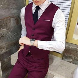 Mens Vests Male Suit Singlebreasted Slimfit Polyester Men Fashion Formal Slims Fit Business Smart Casual Blazer Coat 230209