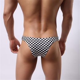 Underpants Manufacturer Wholesale Black And White Plaid Men's Underwear Fashion Low Waist Bikini Triangle Pants