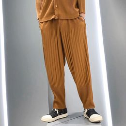 Pantaloni da uomo Miyake plissettati prodotti autunnali da uomo pantaloni larghi in vita con elastico in vita pantaloni 230210