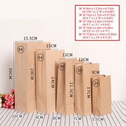 Gift Wrap 50pcs 100pcs Paper Bag Brown Kraft Packing Biscuits Candy Food Cookie Nuts Snack Baking Package 230209