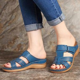 Slippers Women Summer Platform Open Toe Hook Loop Woman Cross Casual Beach Shoes Female Sewing Hollow Out Slides