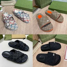 Schuhe Sandalen Männer Frauen Leinwand Slide Sandale Designer Plattform Slipper Dicke Böden Dame Slides Flip Flops Sommer Strand Casual Hausschuhe 35-44 No298b