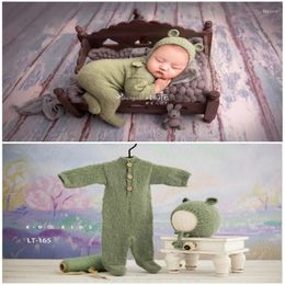 Hats Born Pography Romper Suit Set Overalls Sleepy Hat Knit Sleeved Outfit Baby Po Wrap Foot Shoot Pajamas Accessories