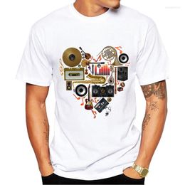 Men's T Shirts Fashion Vintage Musical Instrument T-Shirt Men's Hipster Music In Love Print Shirt Summer Male Short Sleeve Basic Tops