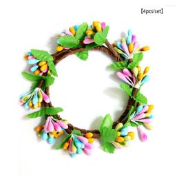 Decorative Flowers 4Pcs Berries Easter Candle Rings Garland Outdoor Door Wedding Centerpiece Farmhouse Decoration Party Dining Table