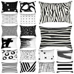 Pillow Case Black White Stripe Geometry Rectangular Hug Pillowcase Cushion Cover 30x50 Cm Home Decor Bedroom Living Room Stylish Design