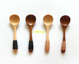 10pcsot High quality Wooden Spoon Ice Cream Coffee Tea Soup Wood Honey spoons Handle With yarn Rope
