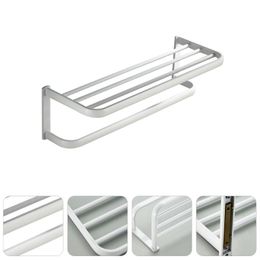 Hooks & Rails 1pc Wall-mounted Bathroom Storage Rack Bath Towel Holder For Home (White)