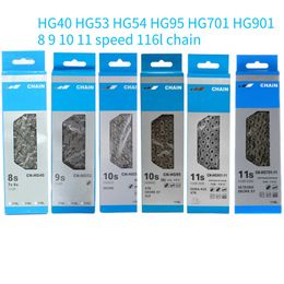 Original 8 9 10 11 Speed Chains HG40 HG53 HG54 HG95 HG701 HG901 MTB Road Bike Chain 116 Links Bicycle Accessories 0210