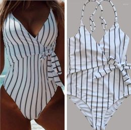 Women's Swimwear 2023 Hollow Sexy Women Stripe One Piece Swimsuit Mujer Trikini Maio Biquini Stroj Kapielowy Monokini Badpak Bikini