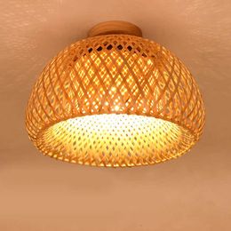 Lights Natural Bamboo Dia 30/38cm E27 Minimalism Home Creative Lighting Room Aisle decor Cage lamp Fixtures 0209