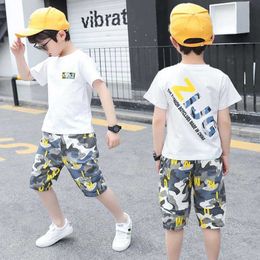 Clothing Sets Summer Boys Kids Clothing Clothes Set Fashion Letters Print Tops Pants Two Pieces Suit 2023 New Children Costume High Quality W230210