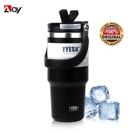Water Bottles Tyeso Cup Thermal Thermo Bottle Tumbler With Straw Handle Coffee Travel Mug Stainles Steel Vacuum Flask Insulated Drinks 221122