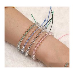 Charm Bracelets Fashion Ocean Natural Stone Transparent Beads Beaded Bracelet Women Rope Woven Friendship Boho Beach Jewellery Drop Del Dhmlj