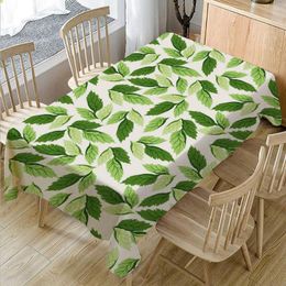 Table Cloth Watercolour Green Leaves Linen Tablecloth Rectangle Abstract Plant Print Home El Decor Wedding Dining Cover